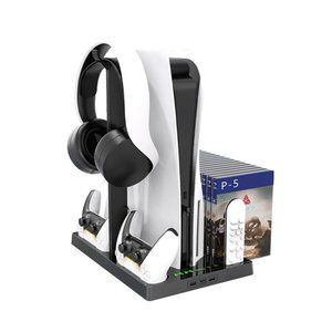 Vertical Stand wHeadset Holder and Cooling Fan Base for PS5 Console & Playstatio